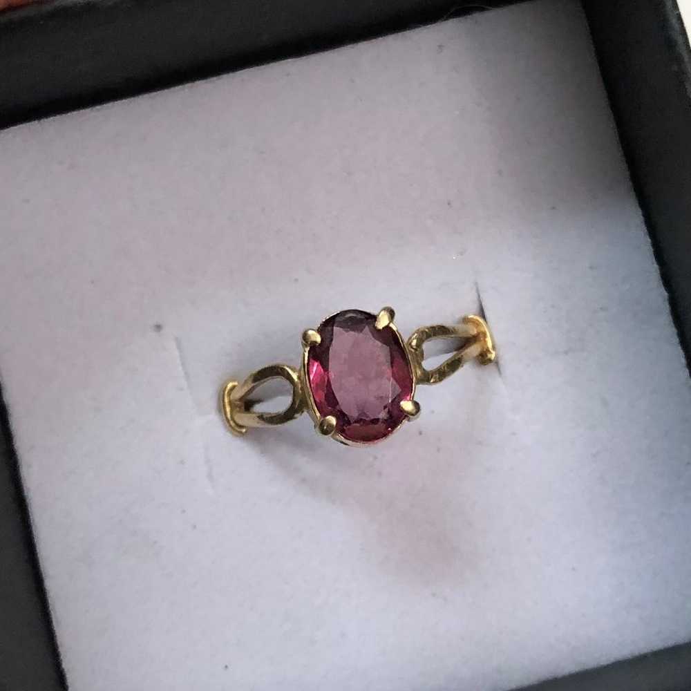 14k solid gold pink tourmaline ring size 5.5 - image 1