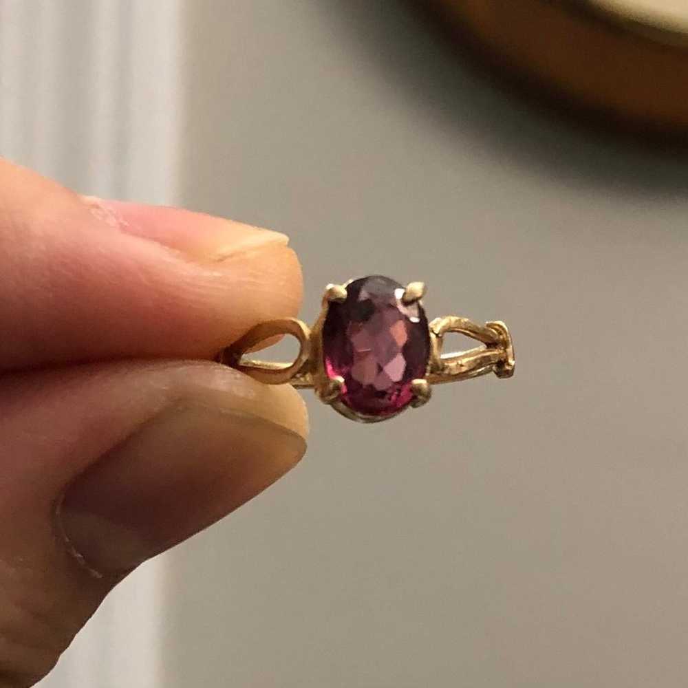 14k solid gold pink tourmaline ring size 5.5 - image 2