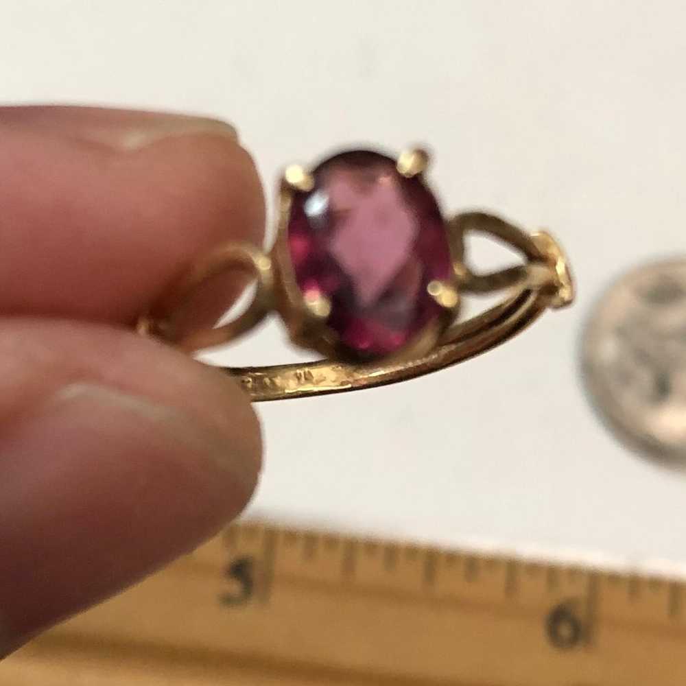 14k solid gold pink tourmaline ring size 5.5 - image 4