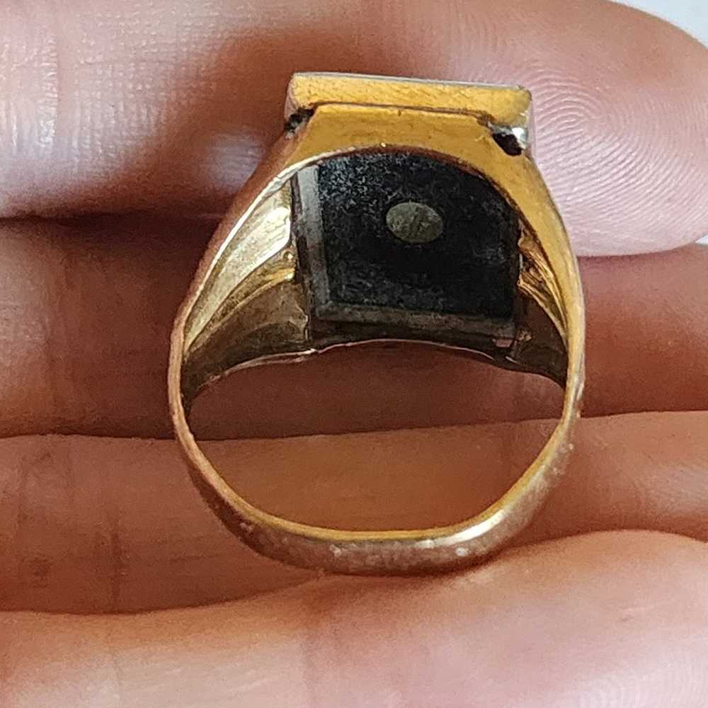 Vintage 10k gold and onyx f signant gold ring - image 6