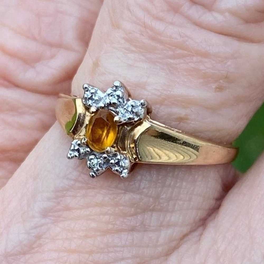 Genuine Yellow Topaz with Diamond accent ring 10k… - image 11