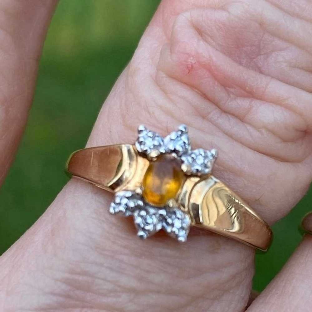 Genuine Yellow Topaz with Diamond accent ring 10k… - image 3