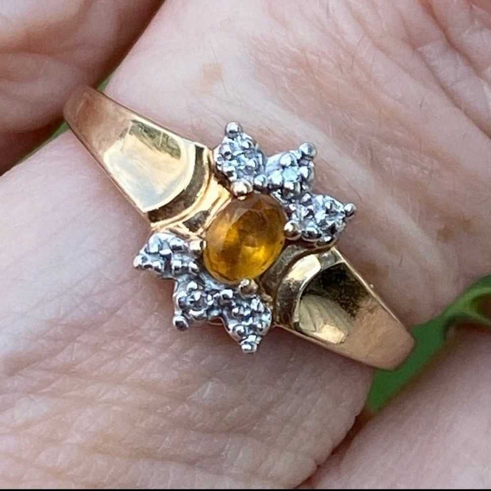 Genuine Yellow Topaz with Diamond accent ring 10k… - image 5