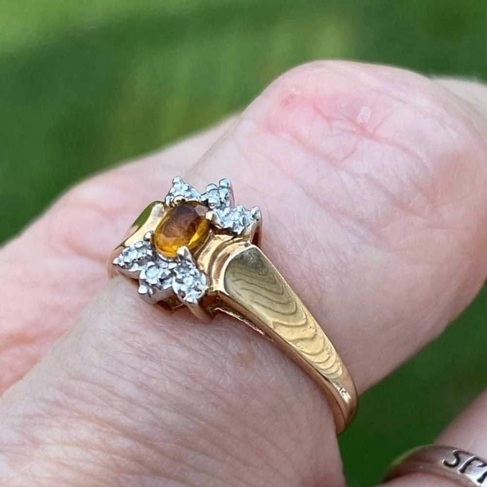 Genuine Yellow Topaz with Diamond accent ring 10k… - image 7