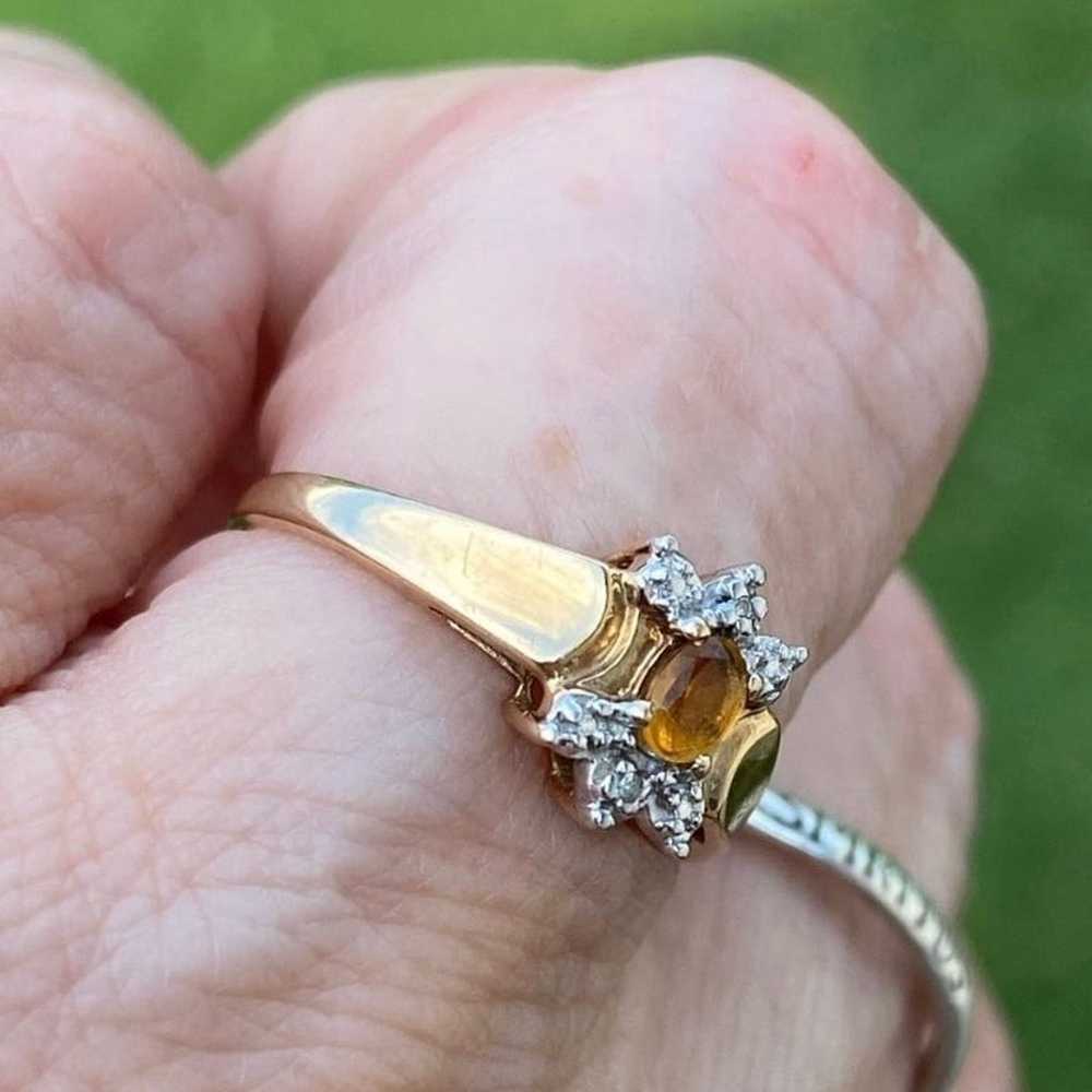 Genuine Yellow Topaz with Diamond accent ring 10k… - image 8