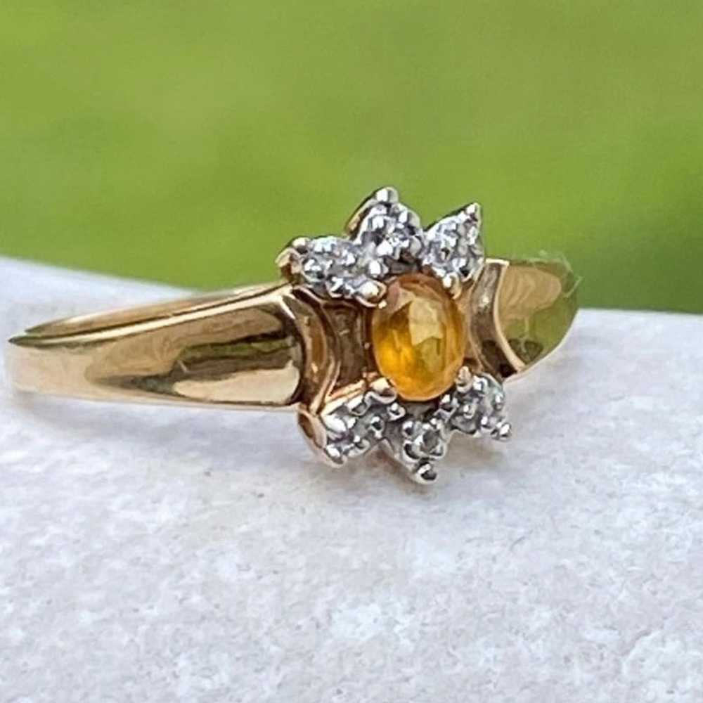 Genuine Yellow Topaz with Diamond accent ring 10k… - image 9