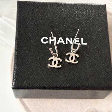 CHANEL Coco Mark Hoop Earrings Silver Chanel - image 1