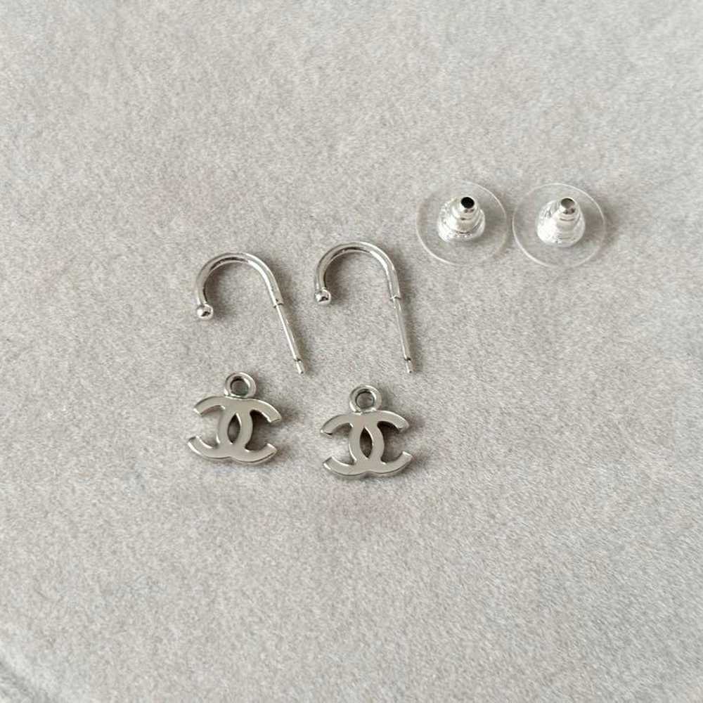 CHANEL Coco Mark Hoop Earrings Silver Chanel - image 2