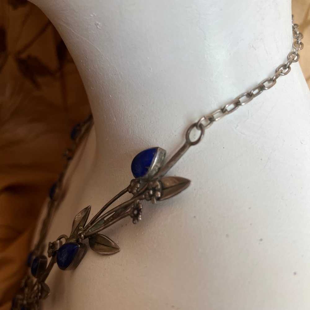 Navajo lapis and sterling silver necklace - image 11