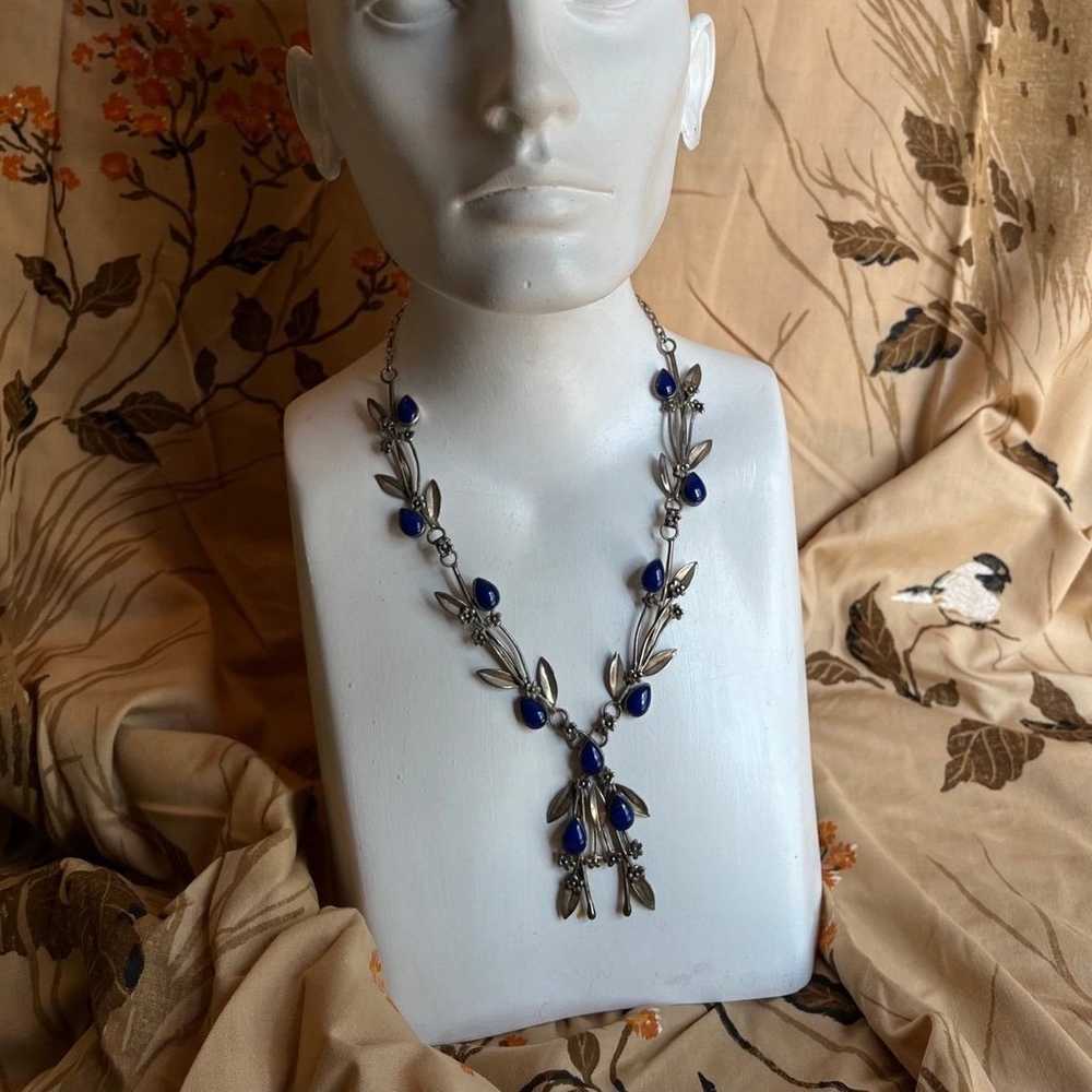 Navajo lapis and sterling silver necklace - image 1