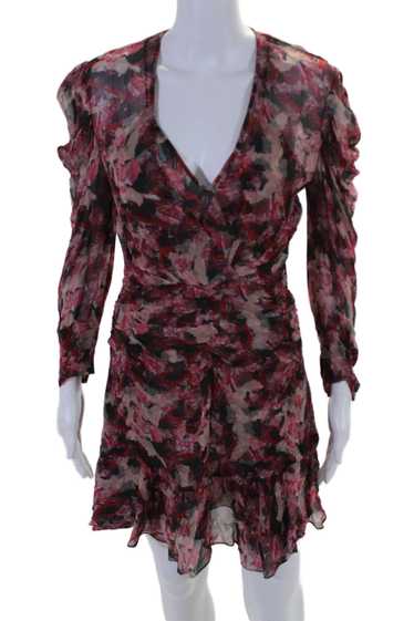 IRO Womens Floral Print V Neck Ruched A Line Wick… - image 1