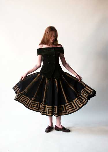 1950s Column Print Circle Skirt