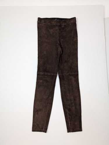 Elie Tahari - Brown Lamb Suede Leggings Sz S - image 1