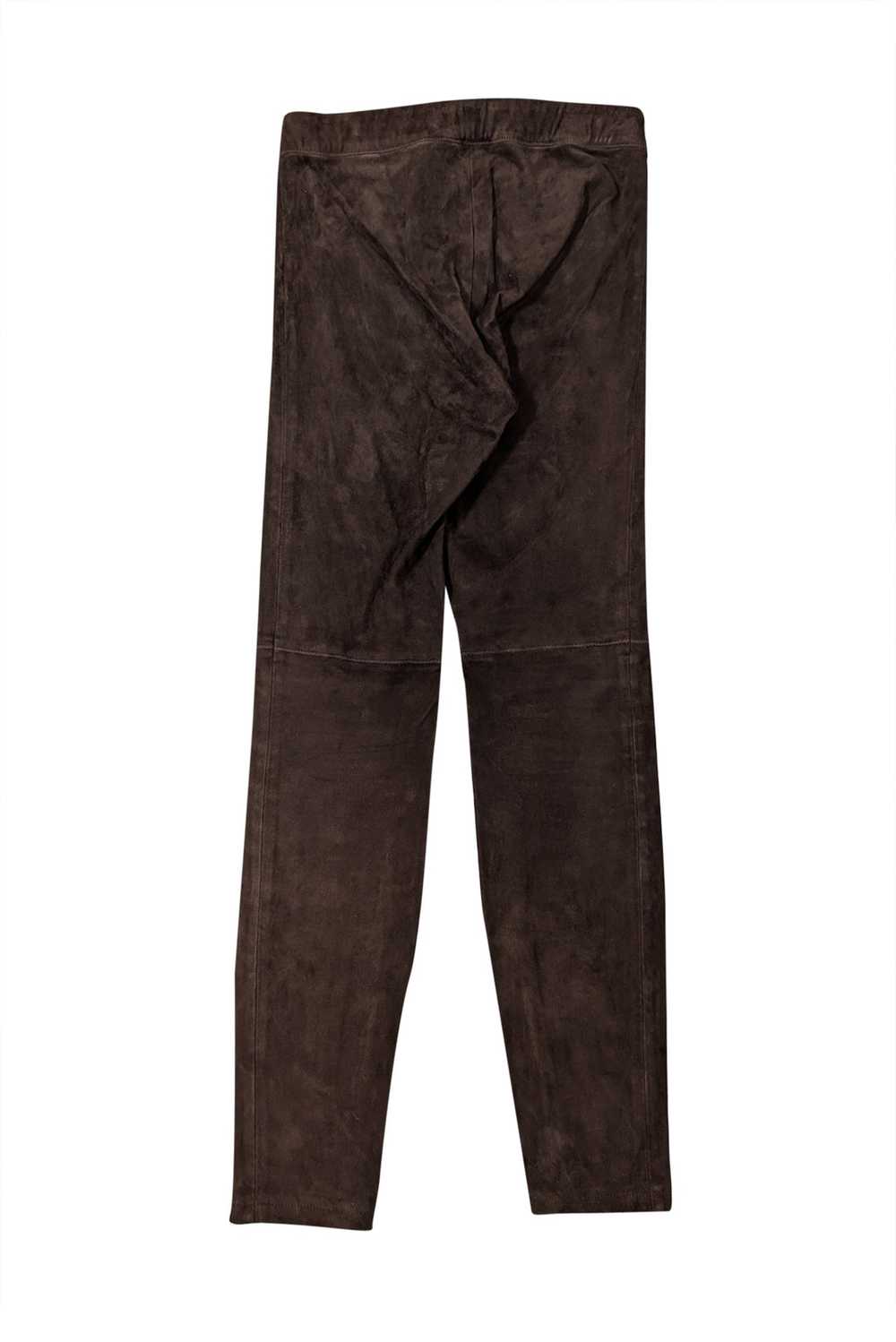 Elie Tahari - Brown Lamb Suede Leggings Sz S - image 2