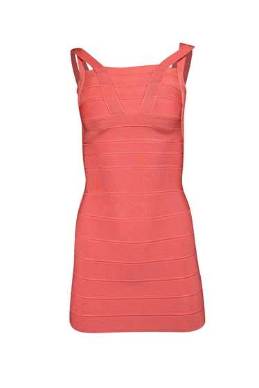 Herve Leger - Coral Pink Sleeveless Bandage Dress 