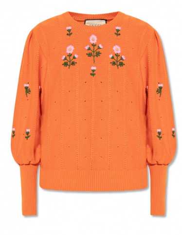 Product Details Gucci Orange Floral-Embroidered Wo