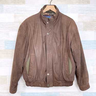 VTG Members Only good Brown Leather Racer Bomber Great Horizon Express Jacket 40