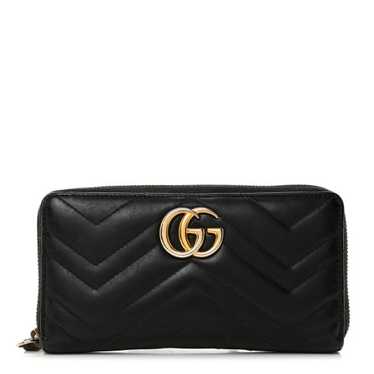 GUCCI Calfskin Matelasse GG Marmont Zip Around Wal