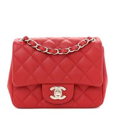 CHANEL Lambskin Quilted Mini Square Flap Red