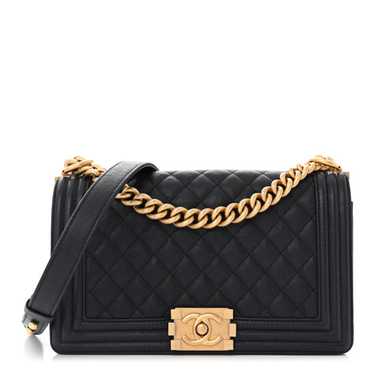 CHANEL Caviar Quilted Medium Boy Flap Navy