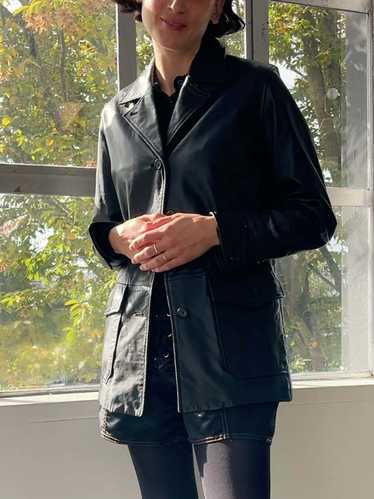 Vintage Black Leather Riding Jacket - Black