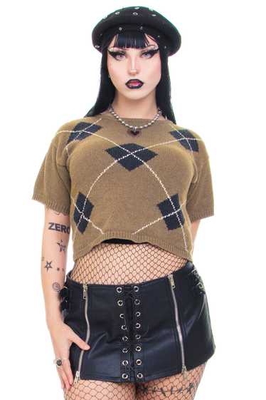 Vintage 90's Argyle Knit Top - OSFM