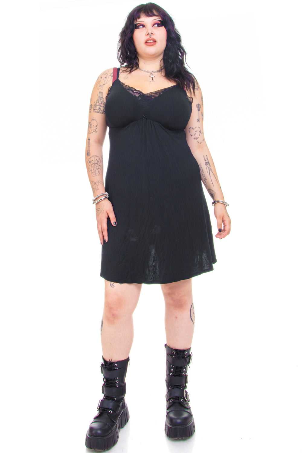 Vintage Y2K Little Black Lace Dress - XL - image 2