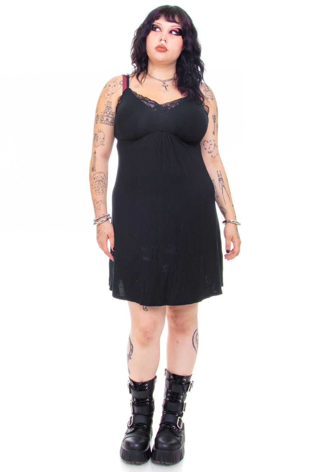 Vintage Y2K Little Black Lace Dress - XL - image 3