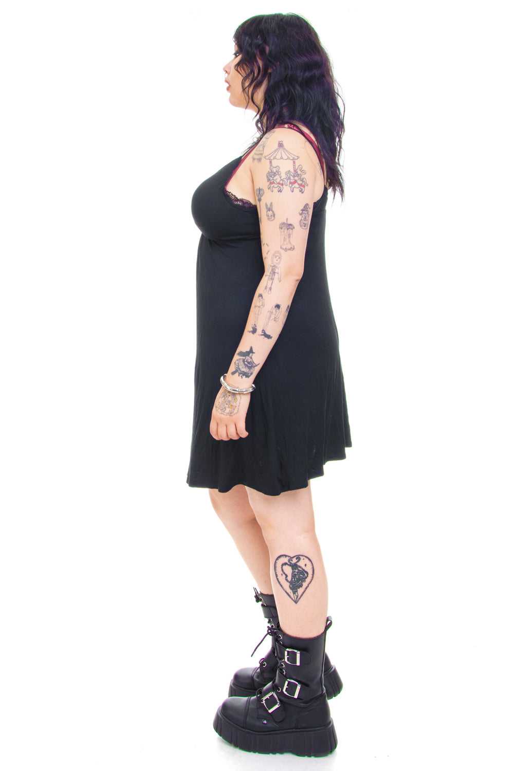 Vintage Y2K Little Black Lace Dress - XL - image 8