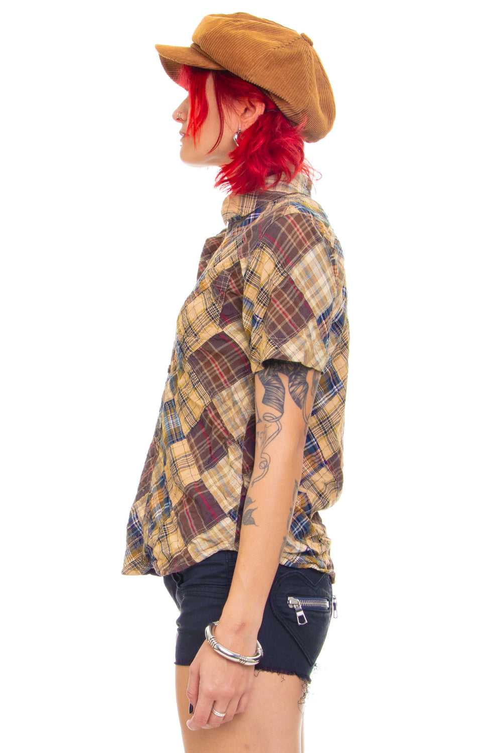 Vintage Y2K Patchwork Flannel Top - XS/S - image 4