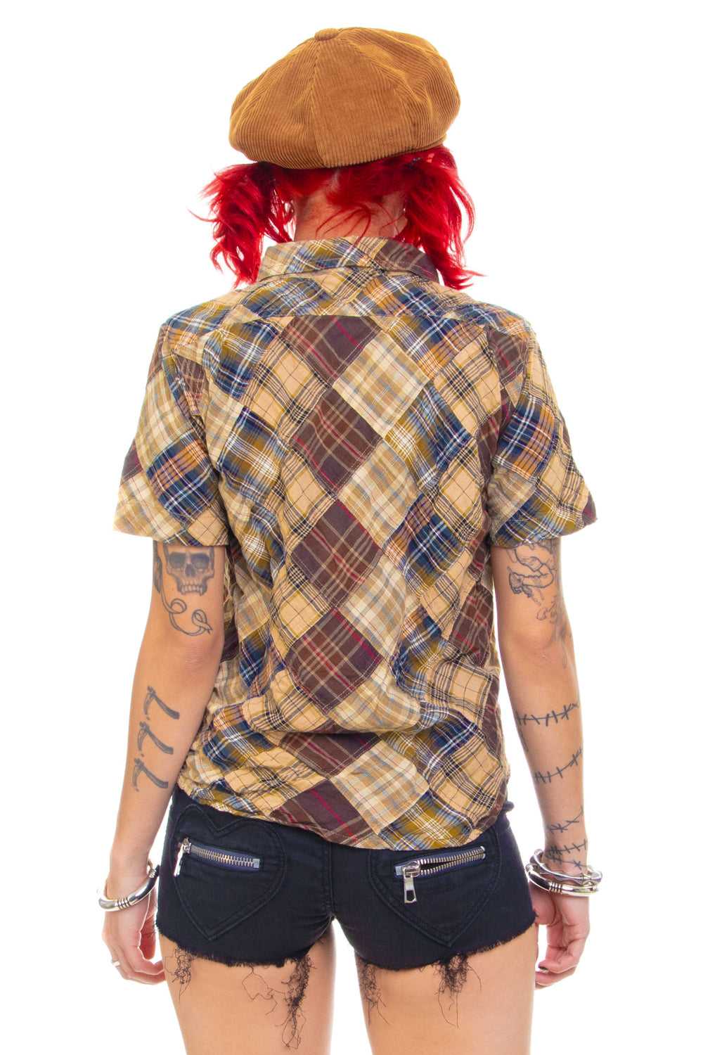 Vintage Y2K Patchwork Flannel Top - XS/S - image 5