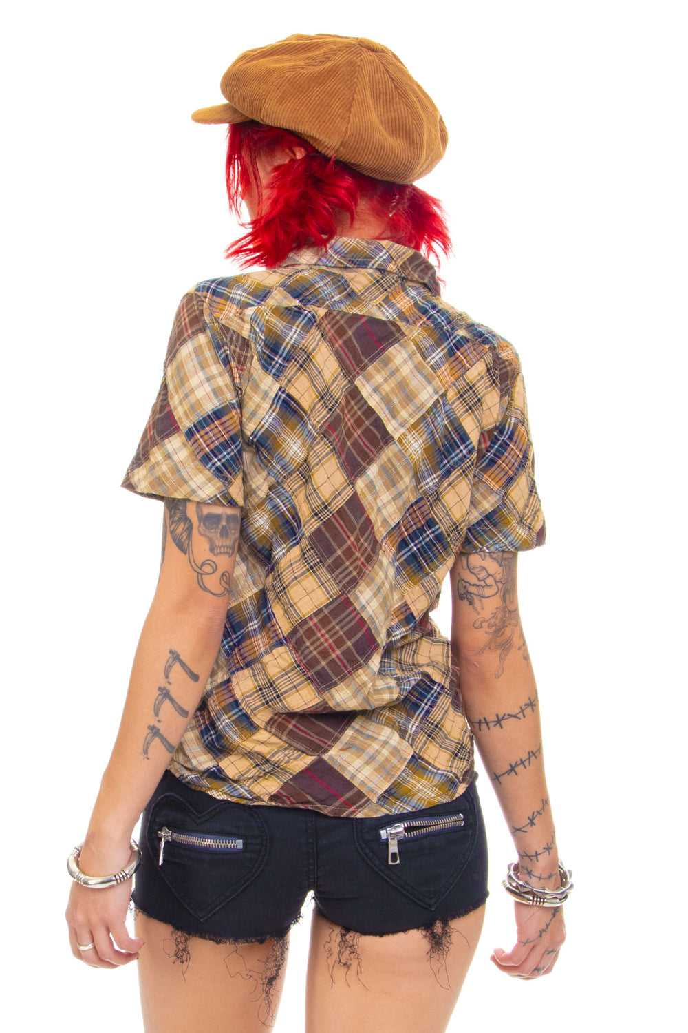 Vintage Y2K Patchwork Flannel Top - XS/S - image 6