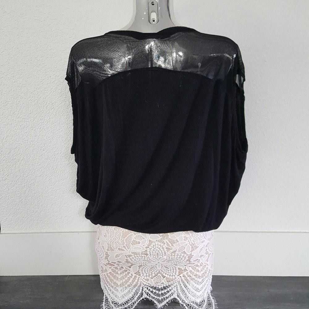 Designer Black Mesh Detailed Melville Dolman Slee… - image 2