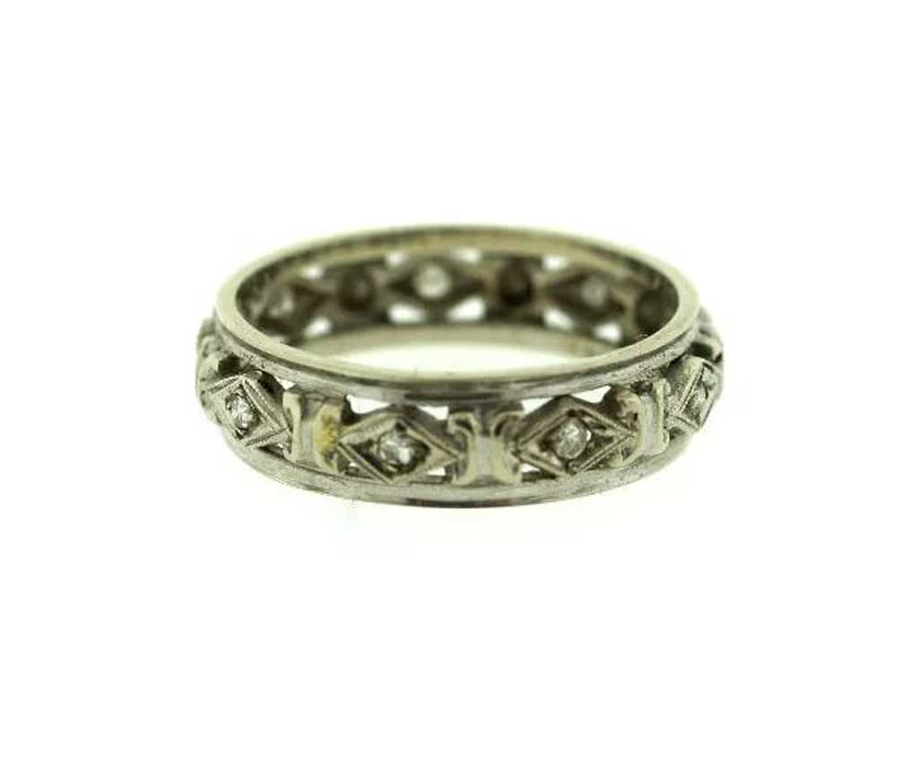 STYLISH 14K WHITE GOLD STAMPED DIAMOND BAND RING - image 1