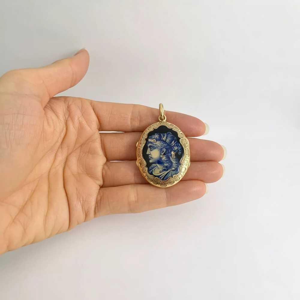 Antique Victorian Diamond Habille Cameo Locket Pe… - image 2