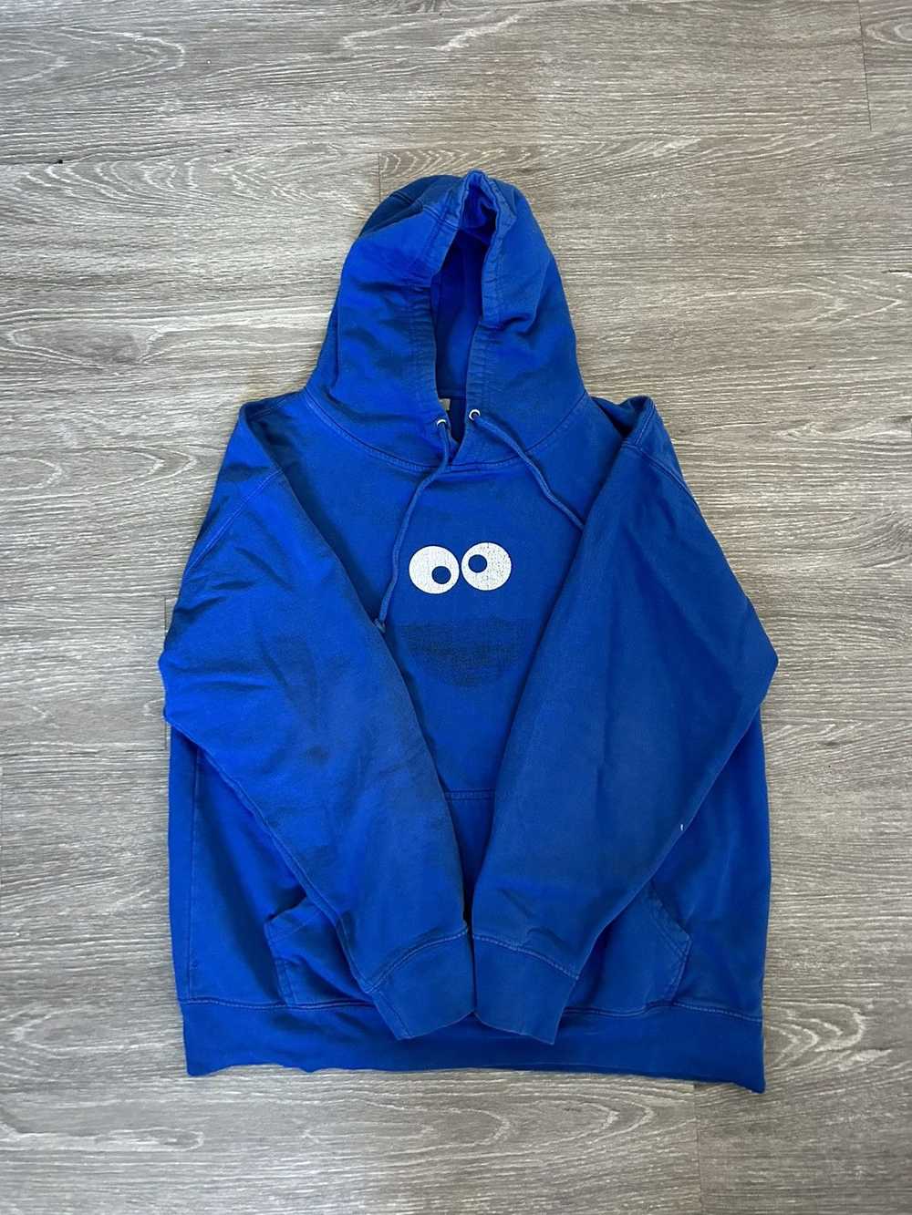 X Vintage COOKIE MONSTER Sesame Street blue Hoodie - image 2