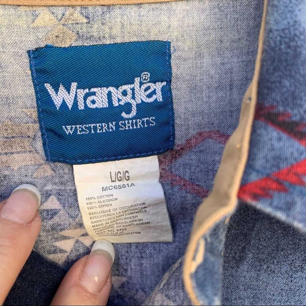 Wrangler Vintage Wrangler blue aztec tribal flann… - image 3