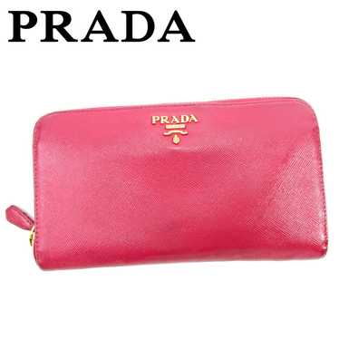 Prada Long Wallet Round Zipper Pink Leather PRADA… - image 1