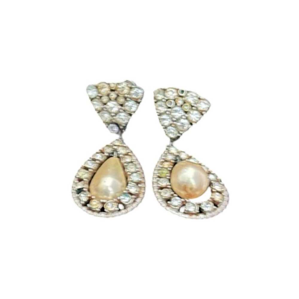 Brand Vintage Bridal Pearl And Rhinestone Earrings - image 1