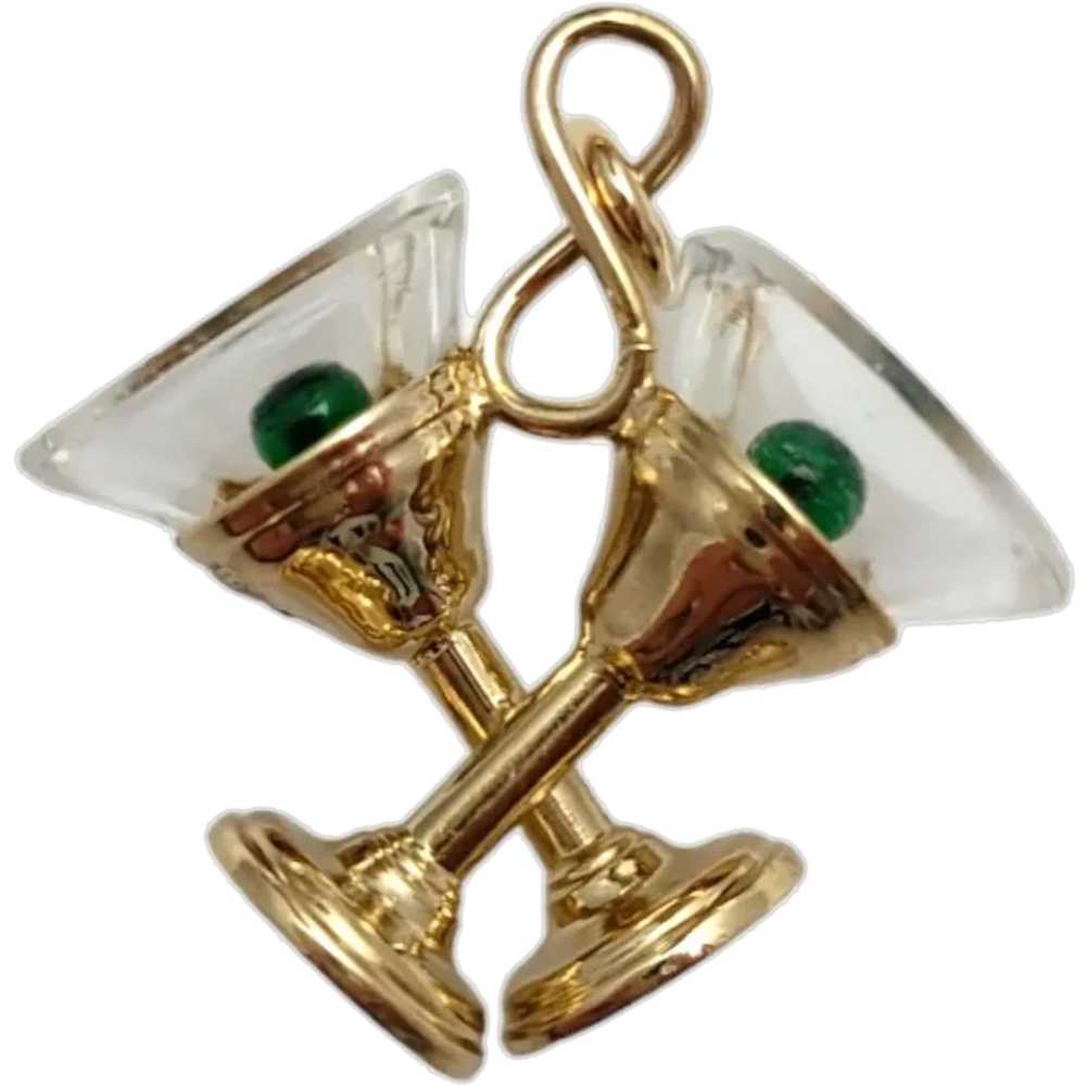 14K Yellow Gold Martini Glasses Charm #19838 - image 1