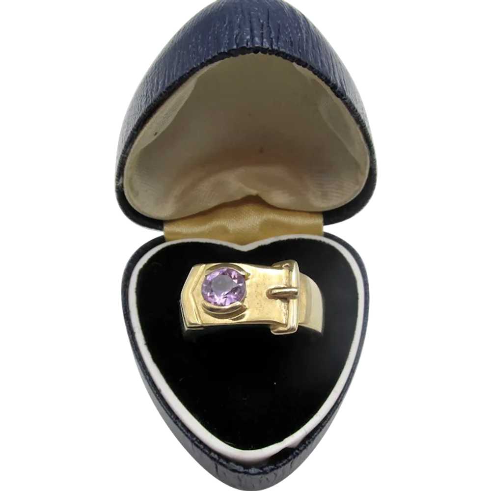 Gorgeous 9ct Gold 1.1ct Amethyst Hallmarked Buckl… - image 1