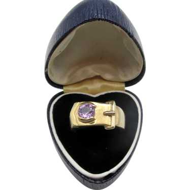 Gorgeous 9ct Gold 1.1ct Amethyst Hallmarked Buckl… - image 1