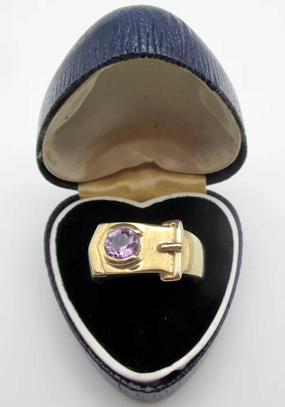 Gorgeous 9ct Gold 1.1ct Amethyst Hallmarked Buckl… - image 3