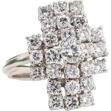 Cascading Diamond Cocktail Ring 18K White Gold 2.… - image 1