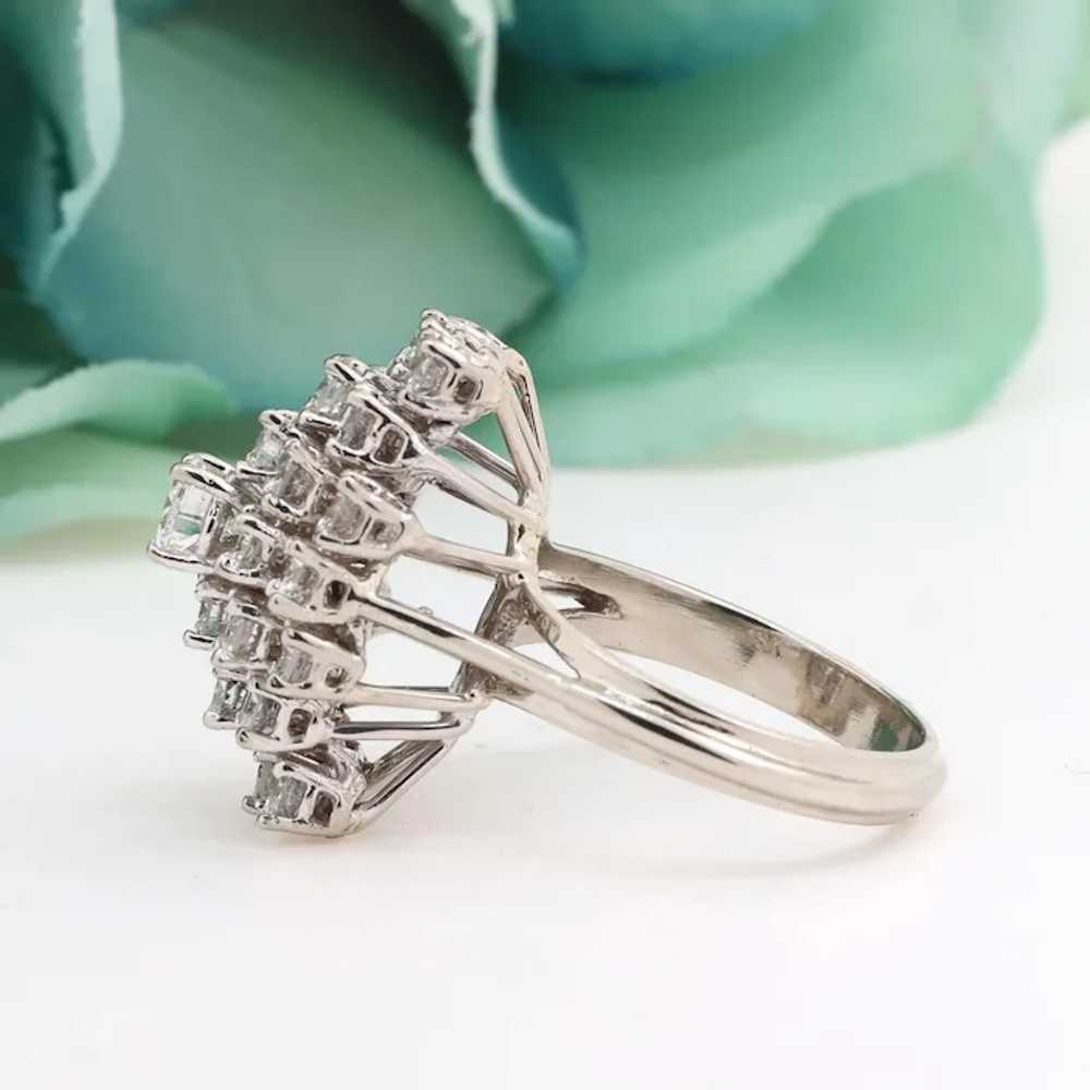 Cascading Diamond Cocktail Ring 18K White Gold 2.… - image 3