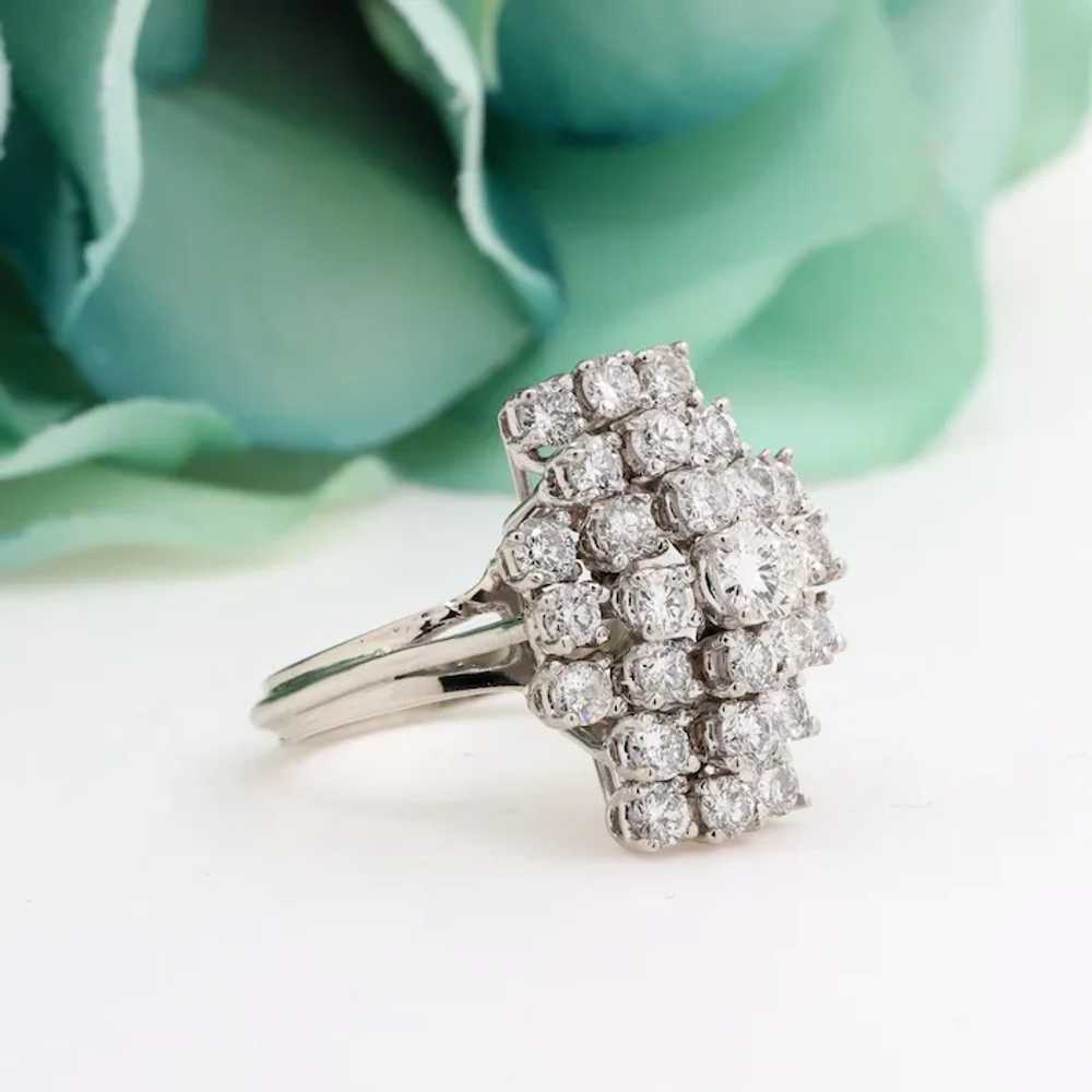 Cascading Diamond Cocktail Ring 18K White Gold 2.… - image 4