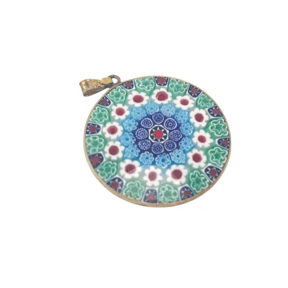 Millefiori Round Pendant Necklace With Intricate … - image 2