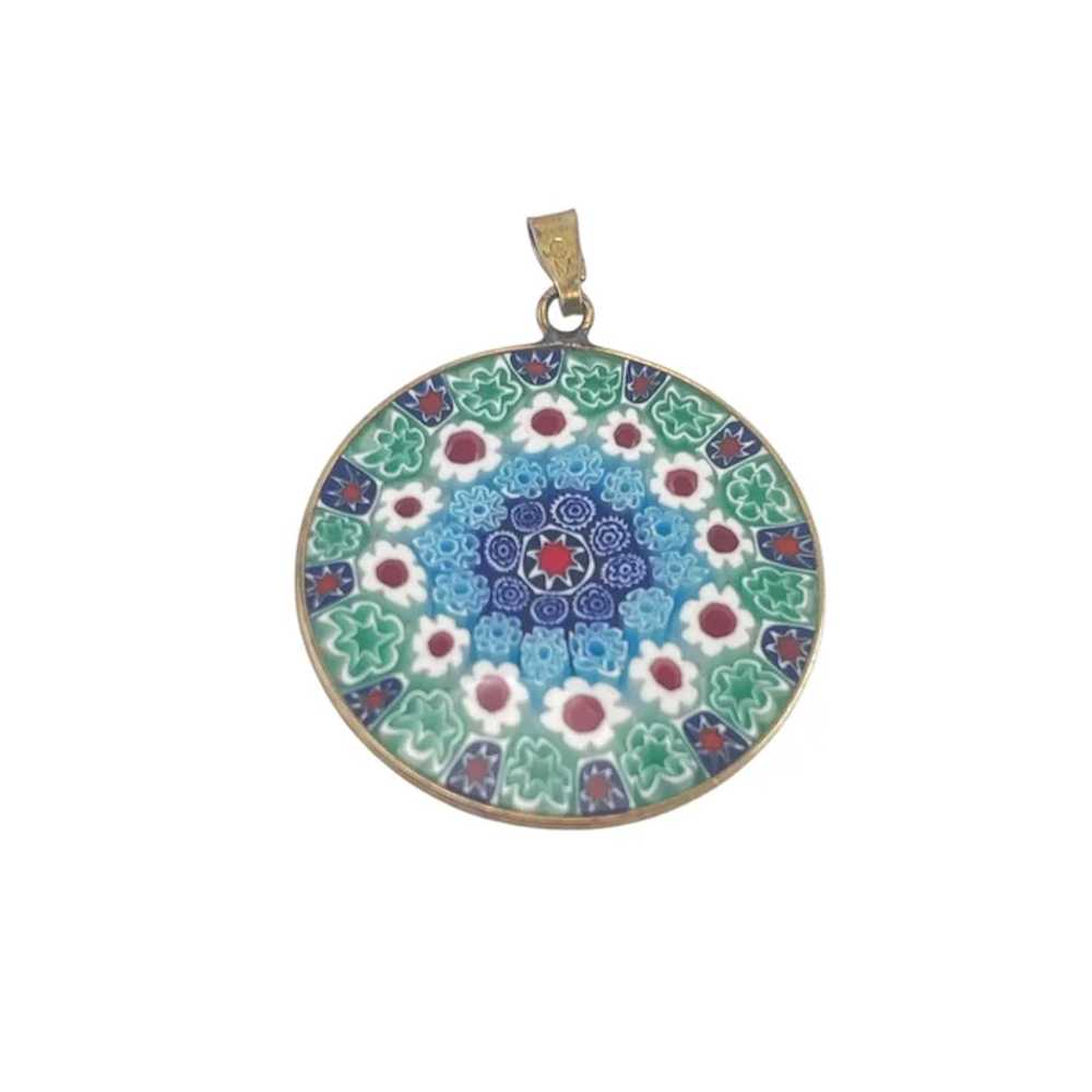 Millefiori Round Pendant Necklace With Intricate … - image 3