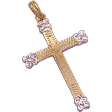 Vintage Cross Pendant 14K Two-Tone Gold