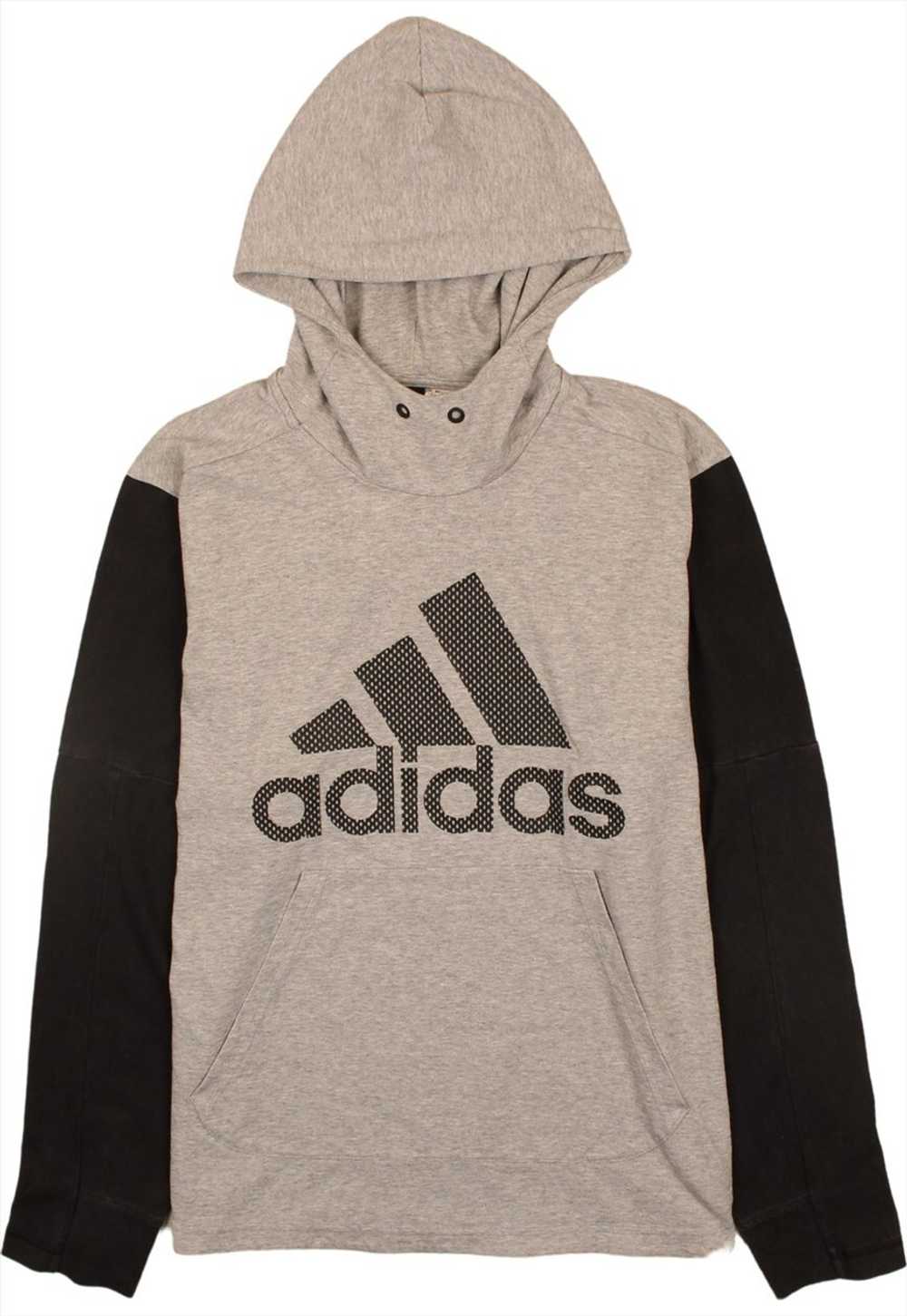 Vintage 90's Adidas Hoodie Spellout Pullover Grey… - image 1